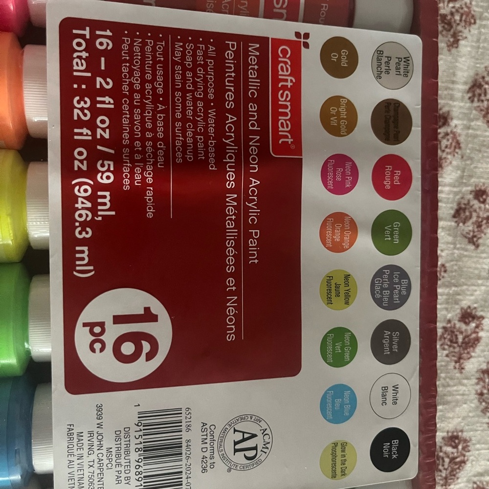 Craftsmart Metallic and Neon Acrylic Paint Set